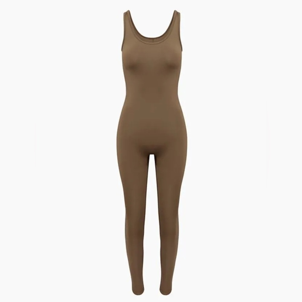 Sexy Stretchy Brown Sleeveless Tank Jumpsuit Catsuit Slimming Dancer Small